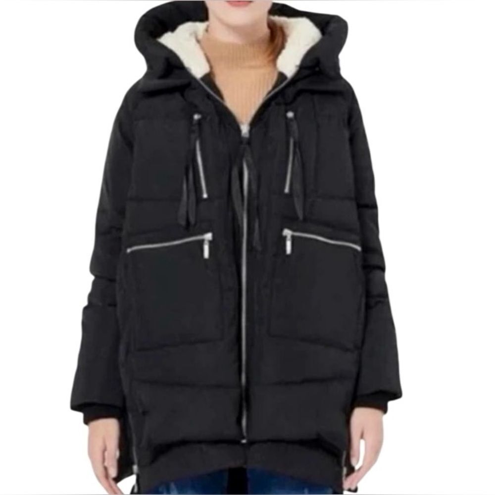 7 for All Mankind Shearling Thermal Subarctic Puffer Jacket in Black Women’s M